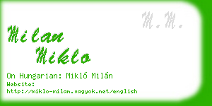 milan miklo business card